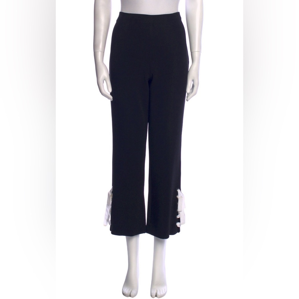 Cinq a Sept Black Cropped Wide Leg Pants with Contrasting Lace Up Detail - Picture 4 of 9